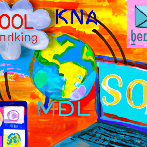A collage of a laptop, smartphone, social media icons, email symbol, and a blog post with a globe in the background representing the various online marketing strategies mentioned in the text.