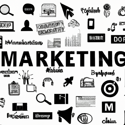 A collage of digital marketing icons.