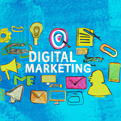 A collage of digital marketing icons.