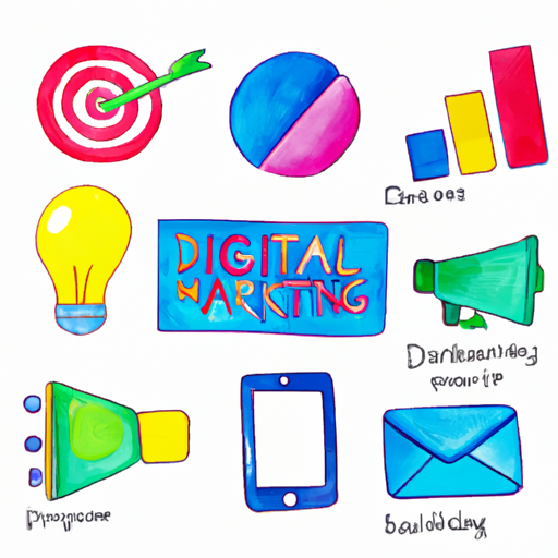 A collage of digital marketing icons.