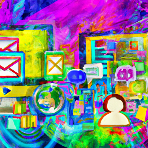 A colorful collage of digital devices and social media icons representing the interconnectedness and importance of online marketing.
