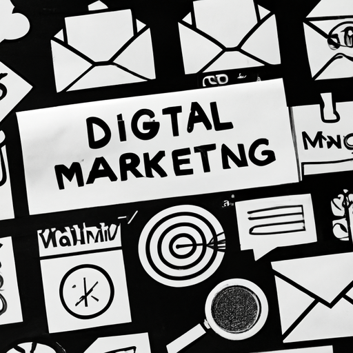 A colorful collage of various digital marketing icons, including a search engine, social media logos, a blog post, an email envelope, and an online ad, representing the different strategies for successful marketing online.