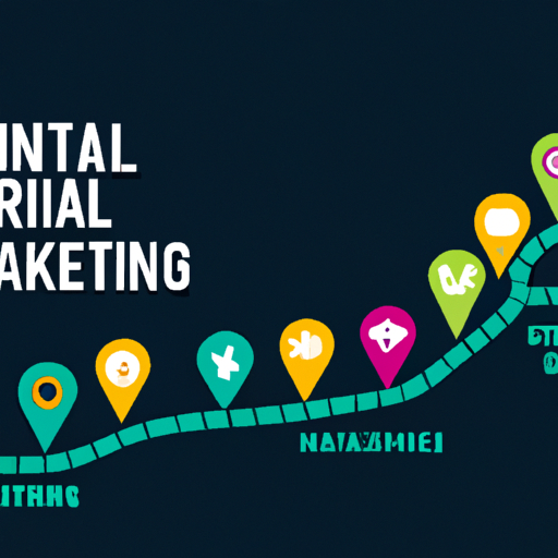 A colorful digital marketing roadmap illustration.