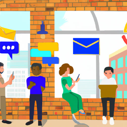 A diverse group of people using various digital platforms for online marketing.