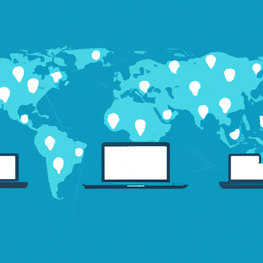 A global map with interconnected digital devices.