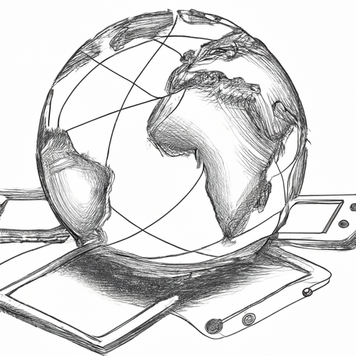A globe with interconnected digital devices.