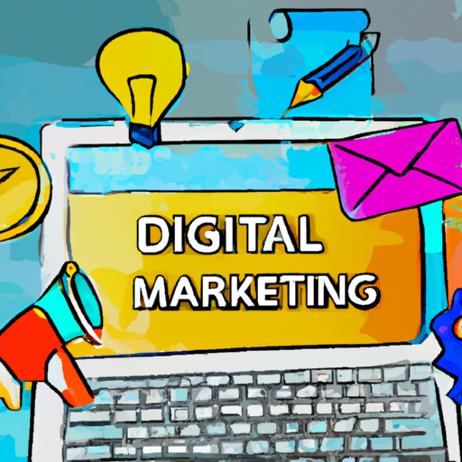 A laptop surrounded by various digital marketing icons and symbols representing the strategies mentioned in the text.