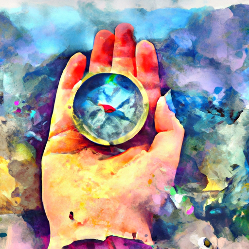 A person holding a compass navigating a digital landscape.