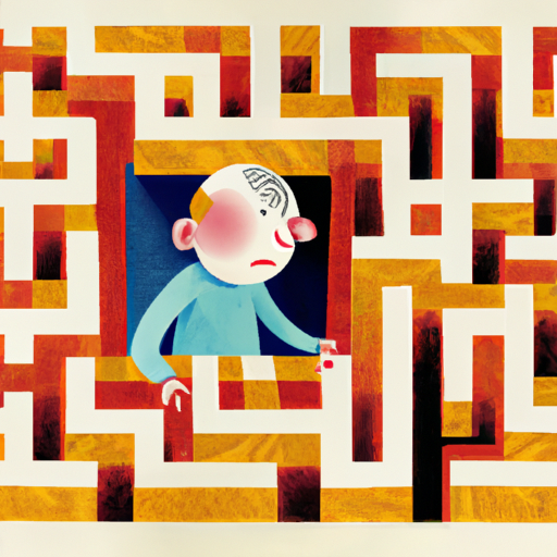 A person navigating through a digital maze.