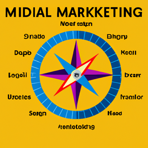 A vibrant digital marketing compass guide.