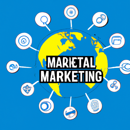 An image of a globe interconnected with digital marketing icons, representing the ability to reach a global audience and leverage various online marketing strategies.